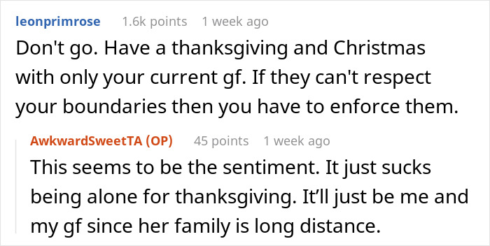 Guy Seeks Advice Online: “My Family Invited My Ex To Thanksgiving And Christmas”