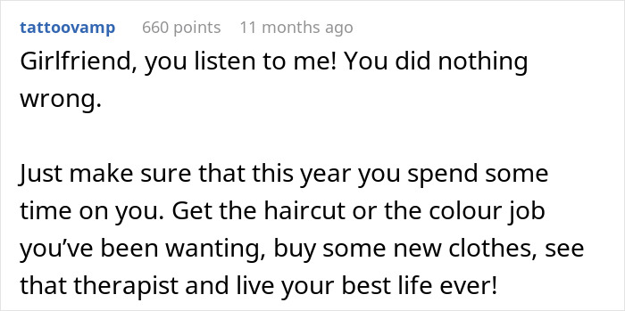 Reddit comment offering encouragement to someone after a 17-year marriage ends.