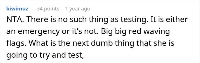 Text screenshot discussing testing, emergencies, and red flags related to calling and lying in relationships.