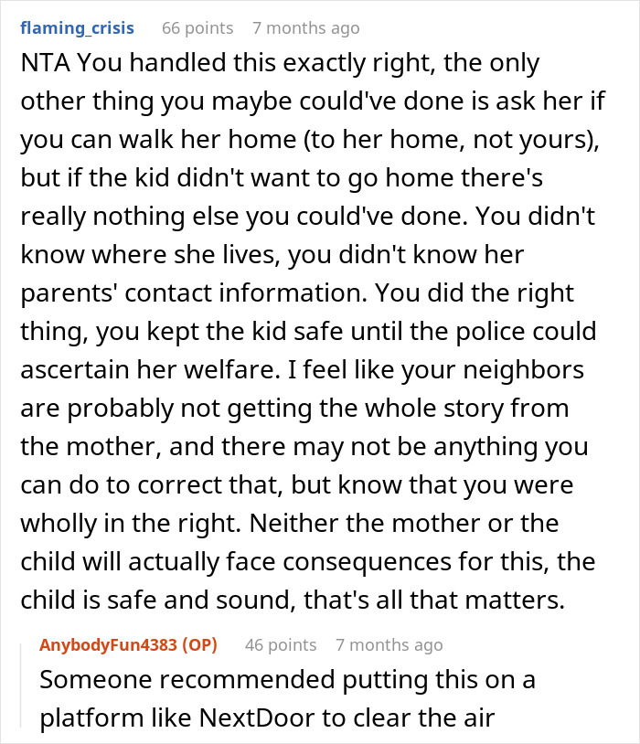 Guy Wonders If He’s A Jerk For Not Taking In His Neighbor’s Kid And Calling The Police Instead