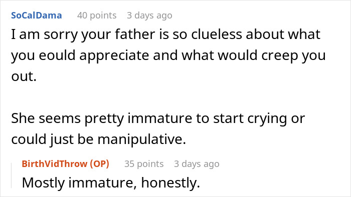 “AITA For Telling My Father And His GF That The Gift She Got Me Was Creepy And Invasive?”