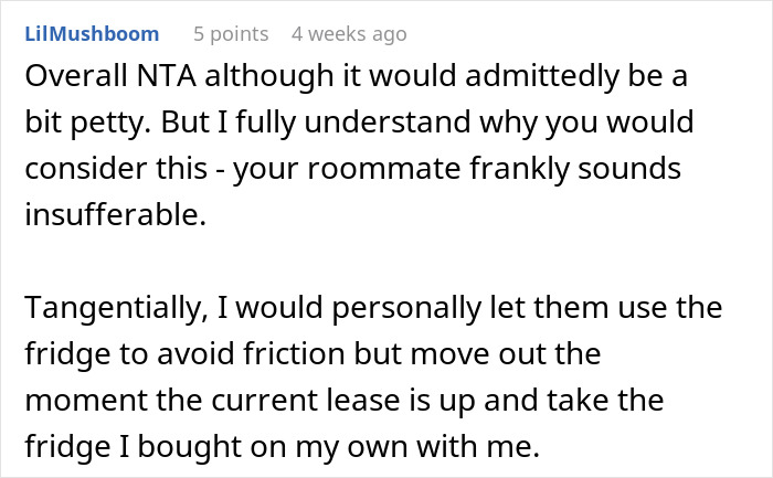 Comment on awkward living situation with advice to leave due to insufferable roommate after girlfriend moved in.