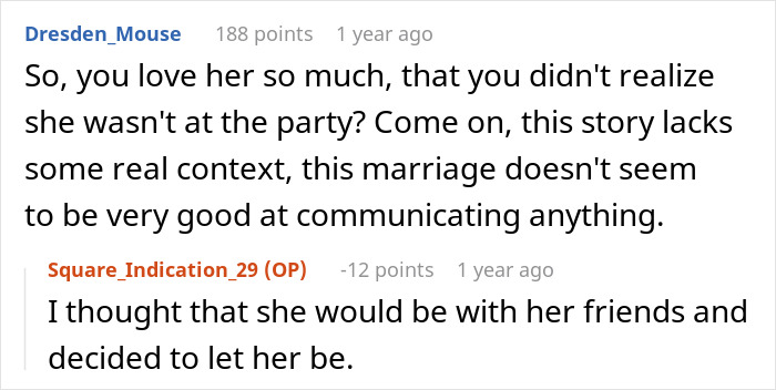 Reddit comments discussing a stepdaughter running away from a party thrown for her.