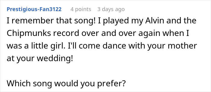 Comment about a sentimental Christmas song and choosing music for a summer wedding.