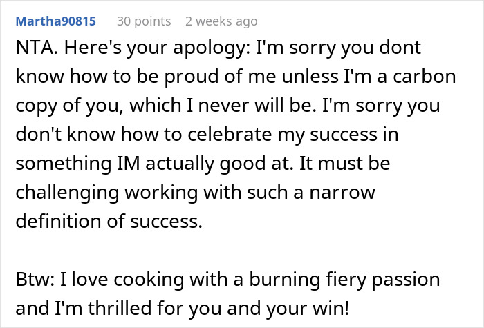 Mom Disappointed Daughter Thinks Winning Cooking Contest Is An Achievement