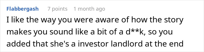 Comment discussing a story involving a landlord, linked to petty revenge.