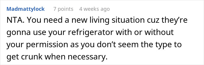 Comment advising someone on an awkward living situation; urging new accommodations after a girlfriend moves in.