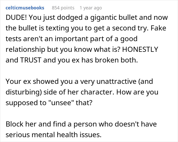 Text screenshot about lying tests in relationships, expressing concerns about honesty and trust.