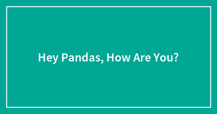 Hey Pandas, How Are You? (Closed)