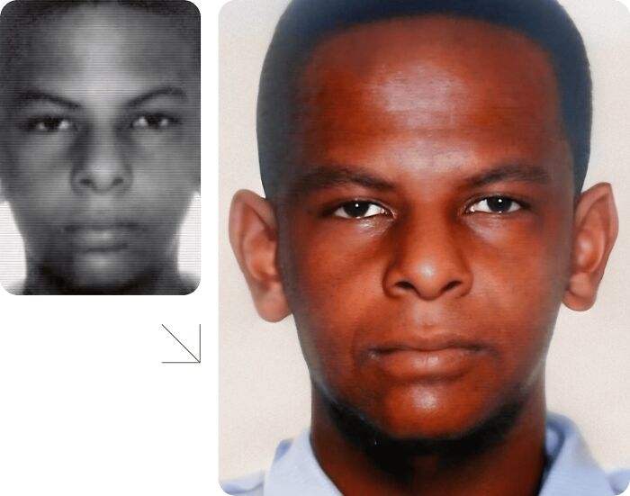 Aged photo comparison of missing person to aid in finding them.