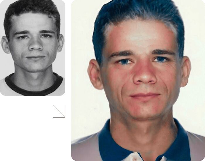 Aged image comparison of a missing person to aid identification efforts.