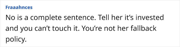 Text emphasizing boundaries in a financial friendship situation.