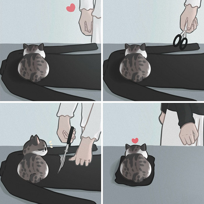 20 Adorable 4-Panel Comics Inspired By Funny Cat Videos, Illustrated By This Artist