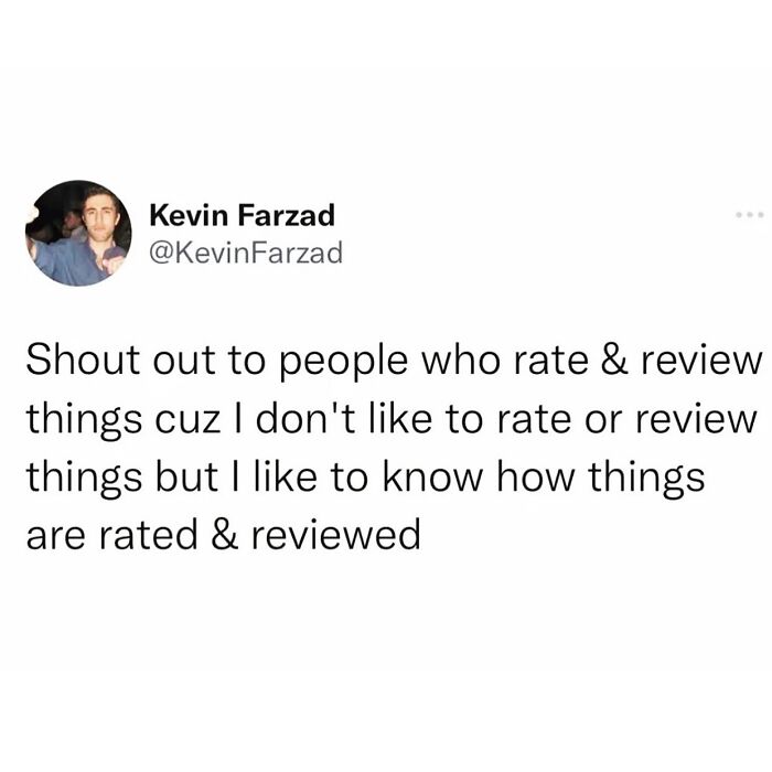 Funny meme about rating and reviewing things.