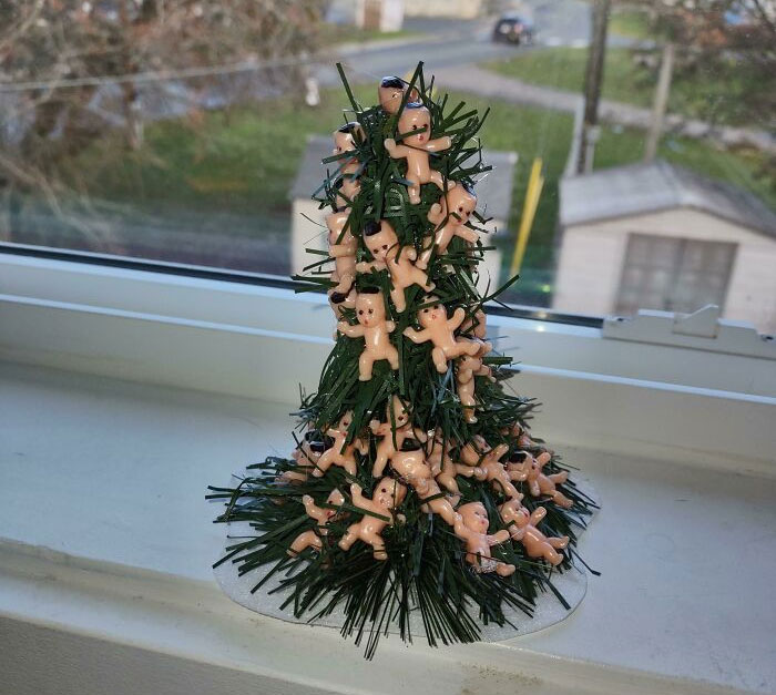 A Friend Of Mine Mentioned That They Wanted A Baby Tree For Christmas. I Joked That They Meant A Tree Made Of Babies. Presenting, The Weirdest Thing I've Ever Made