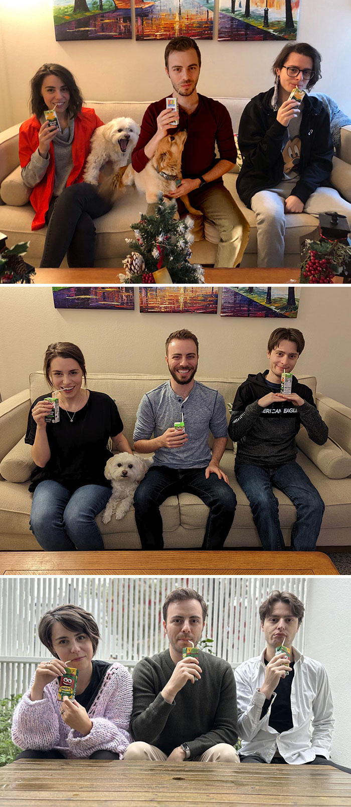 Our Annual Christmas Juicebox Photo With My Siblings - Our 13th Year