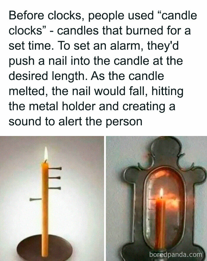 Candle clocks with nails used as alarms before modern timekeeping devices, illustrating how everything works.