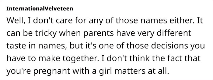 Text discussing differing opinions on baby names, highlighting challenges when parents disagree on choices like "Ottilie.