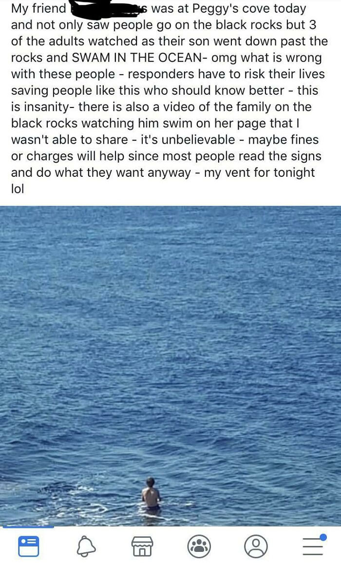 Person swimming near rocks, illustrating risky behavior often attributed to ignorant parents.