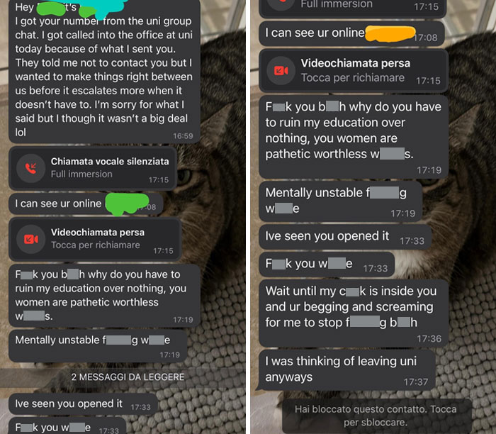 Text exchange showing aggressive, infuriating messages from a man.