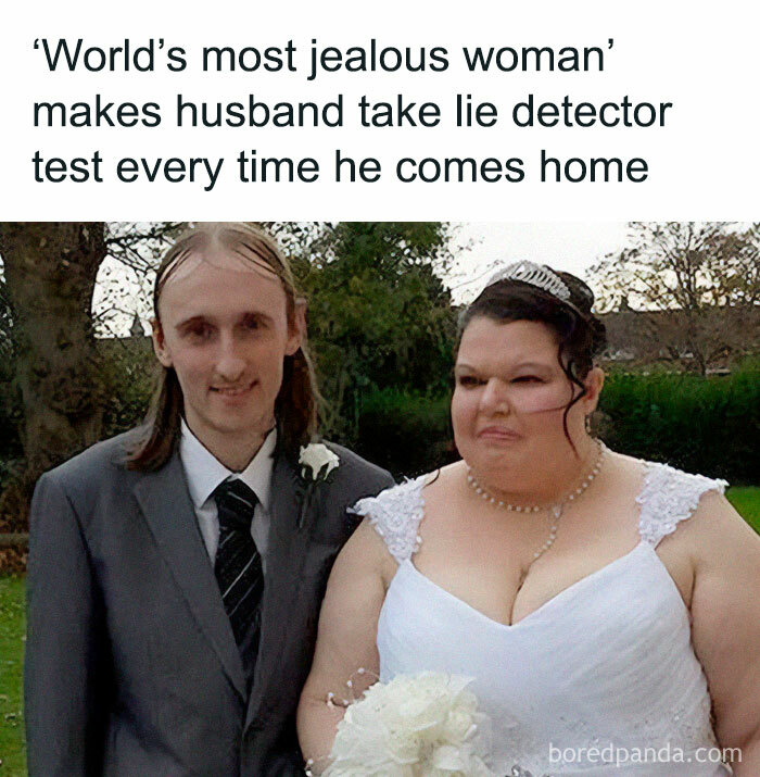 Bride and groom posing outdoors on their wedding day, reflecting an interesting fact about relationships.