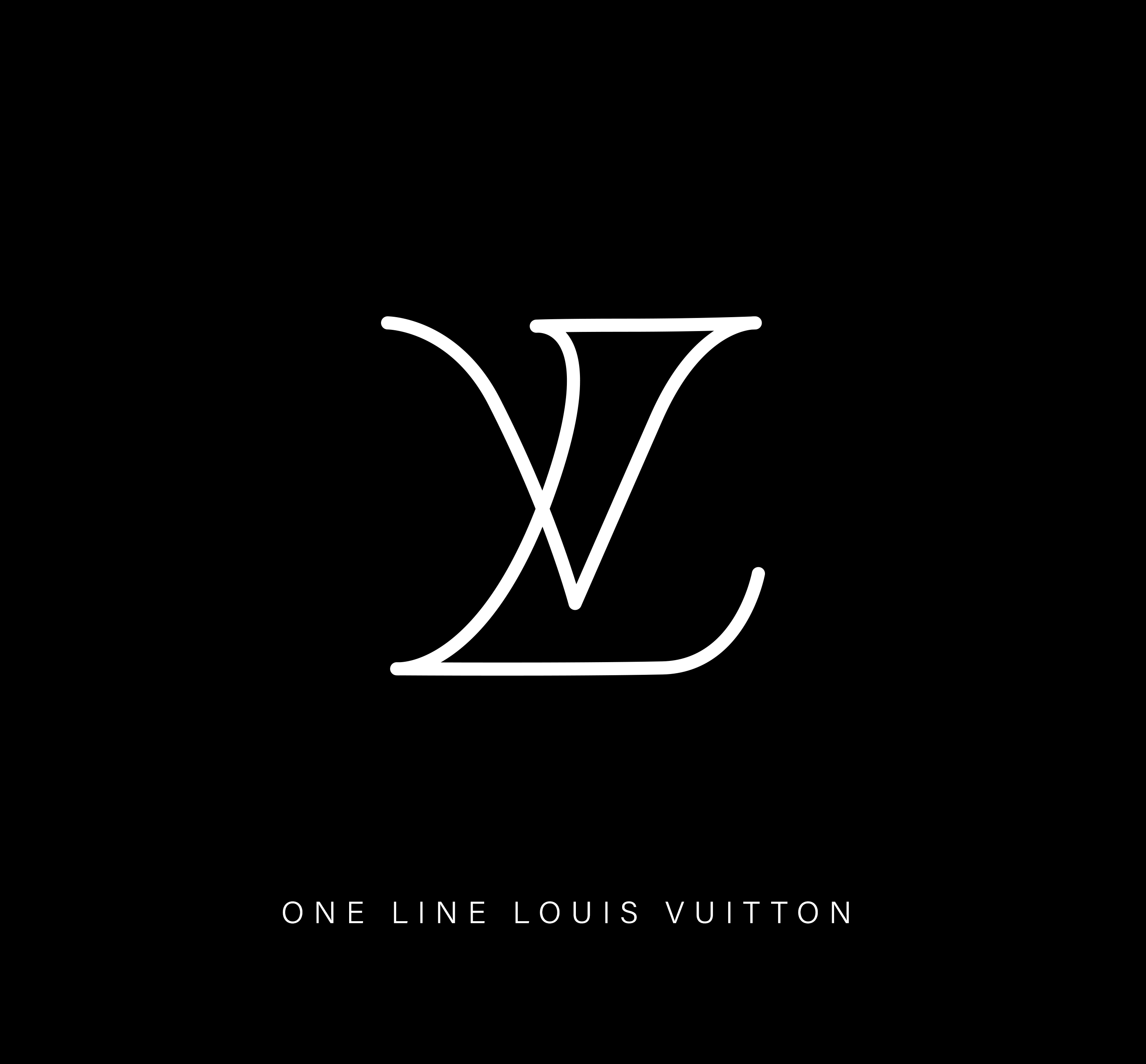 One-line Louis Vuitton logo on a black background.