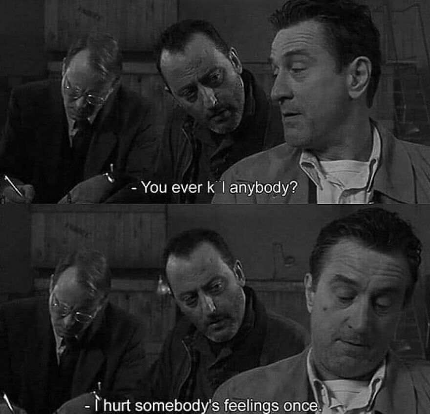 Black and white movie scene with two men, featuring a humorous quote that could be popular on Instagram for best movie quotes.