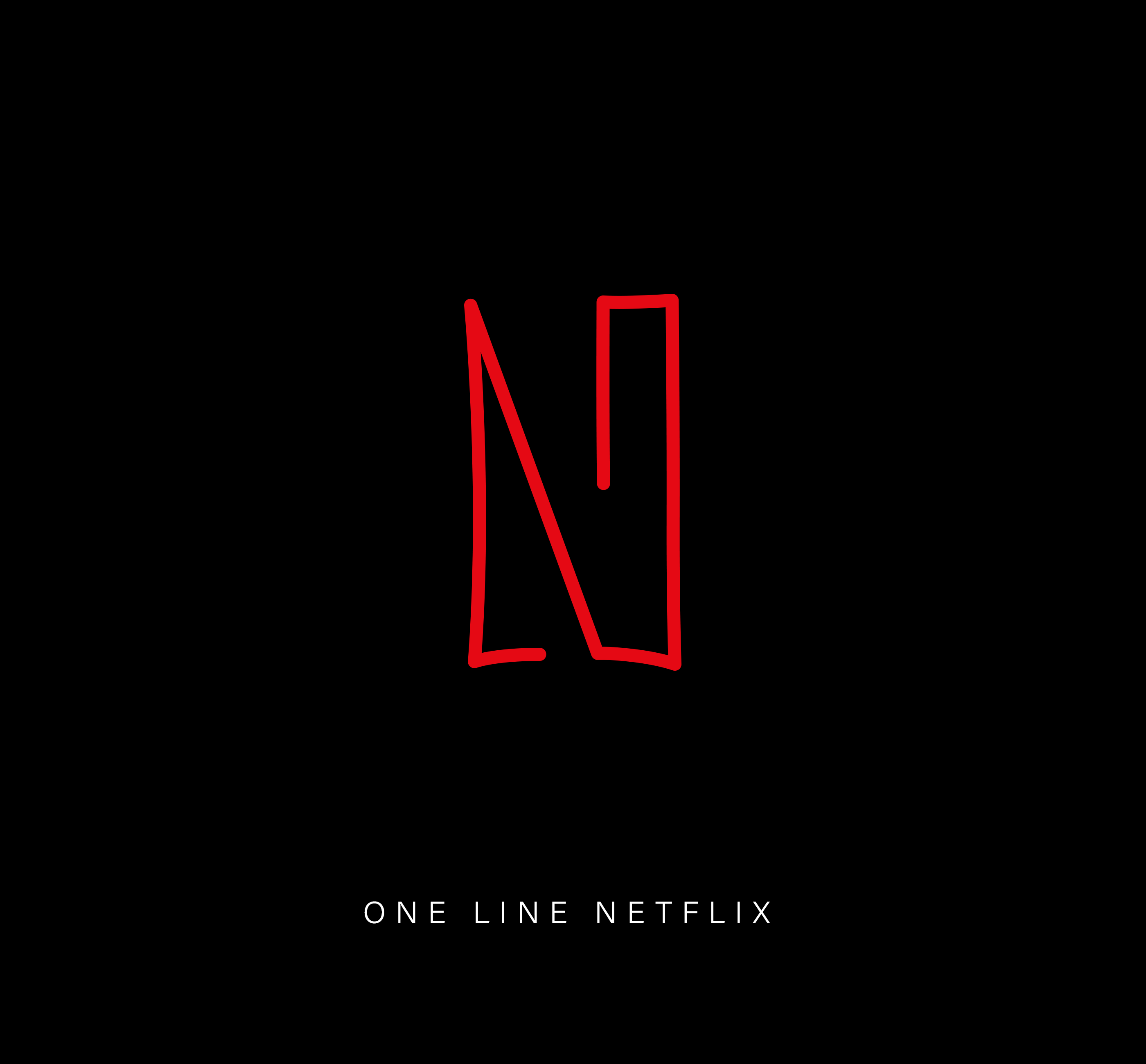 A famous Netflix logo drawn with one line featuring a red "N" on a black background.