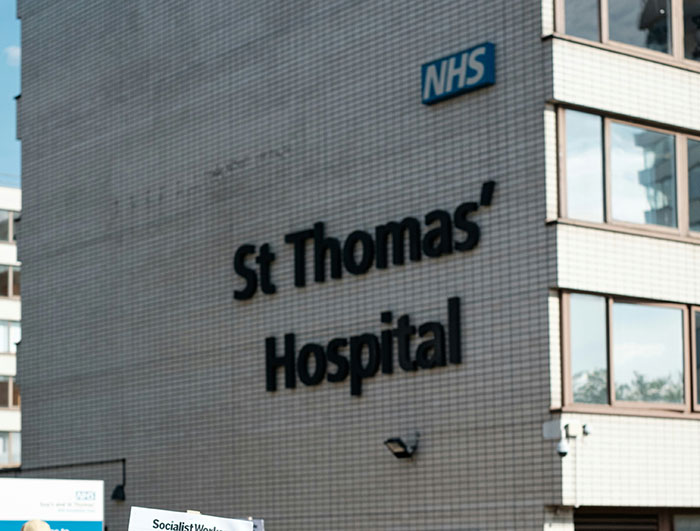 St Thomas' Hospital building exterior, related to insurance claims and denial stories.