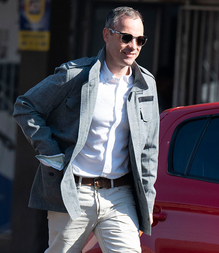 Oscar Pistorius leaves the Department of Correctional Services offices on April 22, 2024 in Pretoria, South Africa. Pistorius\'s parole was effective from 5 January 2024 and its believed that he now works as a caretaker on a voluntary basis at a Pretoria church