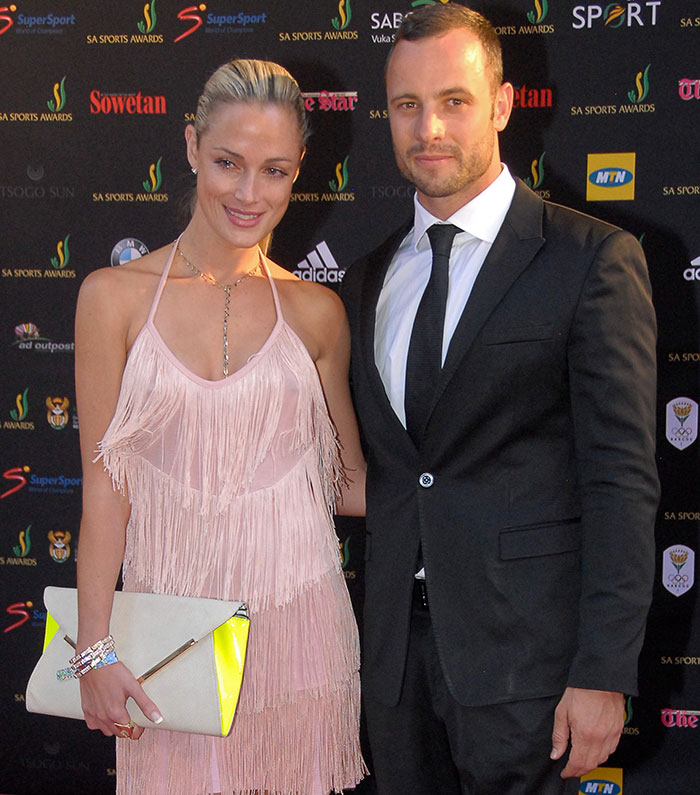 Oscar Pistorius and Reeva Steenkamp at the Feather Awards on November 4, 2012 in Johannesburg, South Africa