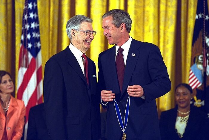 Mr Rogers with George W. Bush