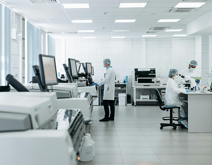 Stock photo of scientists in a lab.