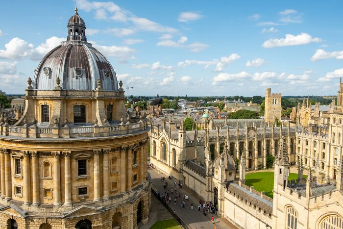 Oxford's Radcliffe Camera and All Souls College, capturing rare everyday facts in architecture and history.