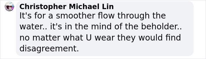 Comment defending Liu Xiang against swimsuit criticism, emphasizing personal perspectives and flow in swimming.