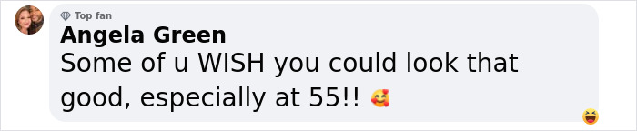 Text screenshot praising someone's appearance at 55.