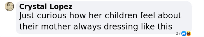 Comment discussing Jennifer Lopez's fashion choices and their impact on her children.