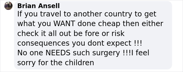 Text screenshot about BBL surgery risks, highlighting concerns about safety and consequences.