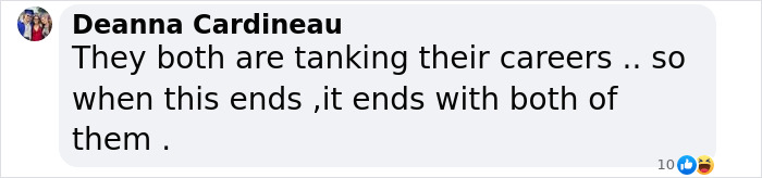 Text comment discussing career impacts, related to Justin-Baldoni lawyer claims, with reactions of like and laughing emoji.