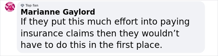 Comment from Marianne Gaylord discussing UnitedHealthcare CEO's situation with insurance claims effort.