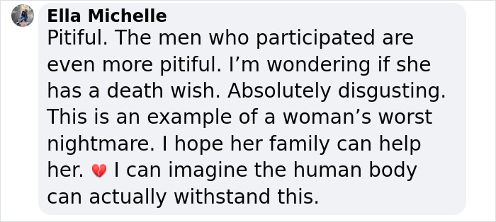 Comment on a controversial event involving a model, expressing concern and disbelief.