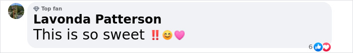 Comment by Lavonda Patterson with emojis, expressing how sweet the moment is.