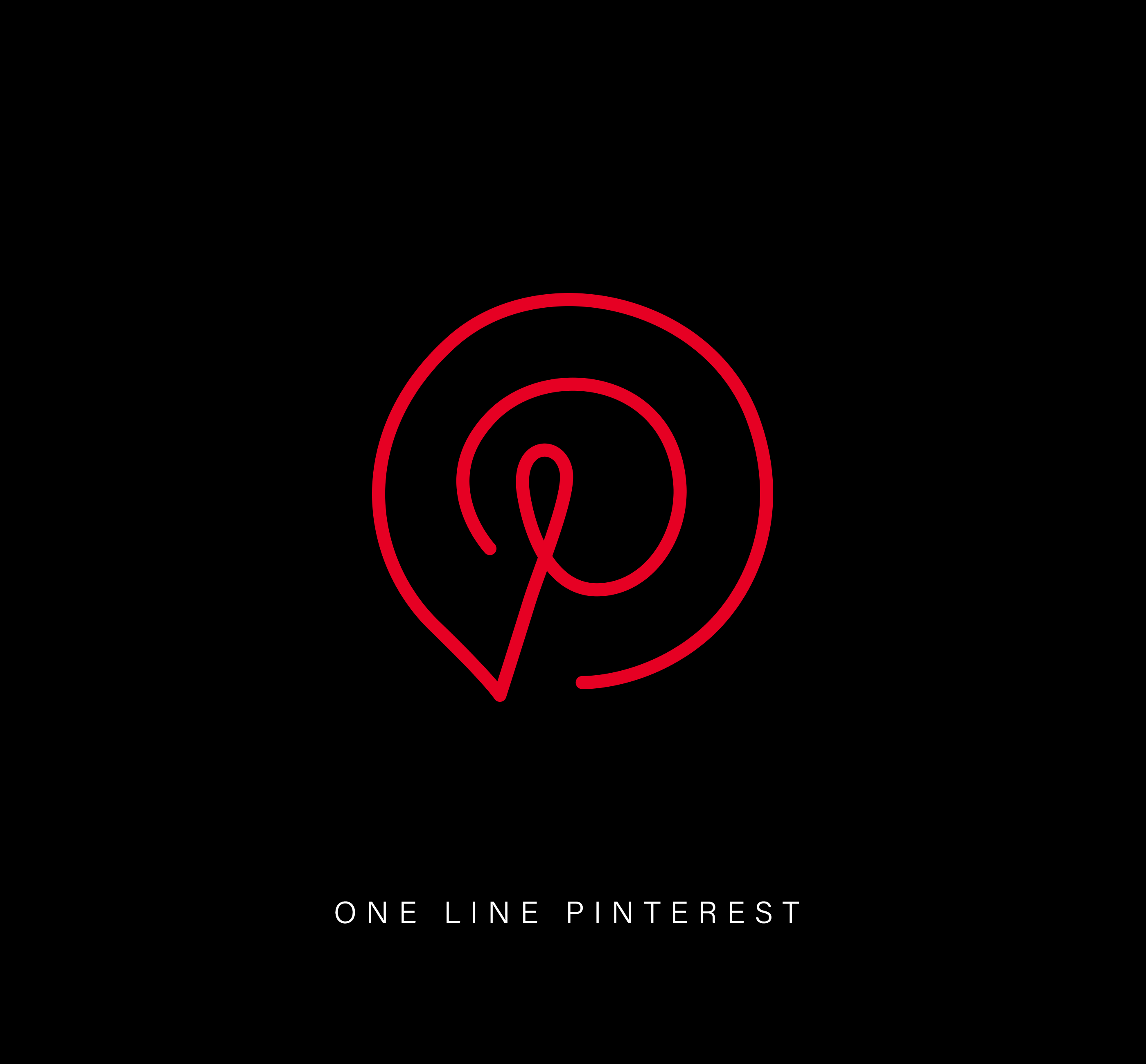 One-line drawing of Pinterest logo.