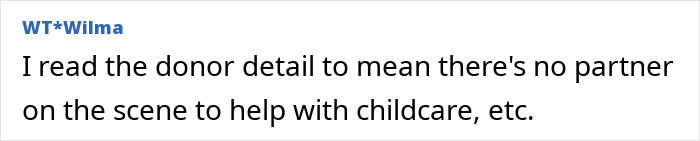 Comment discussing challenges for single mother with childcare.