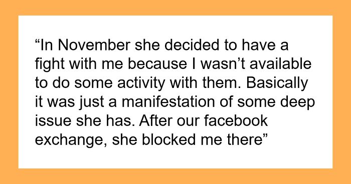 Sis Randomly Gets Mad At Woman, Blocks On FB, She Refuses To Invite Her For Christmas