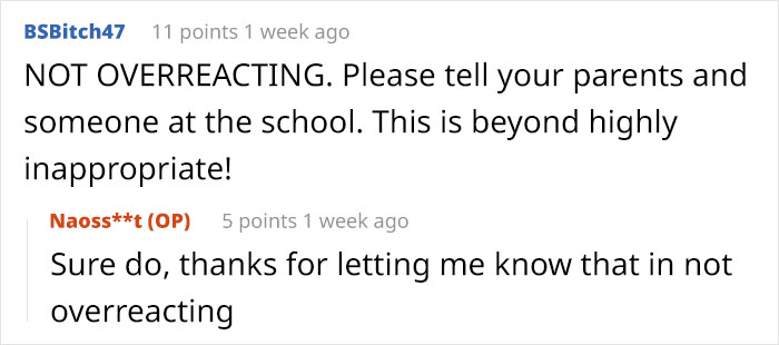 Discussion on teacher-clocking-periods issue with comments expressing disbelief and advice for action.