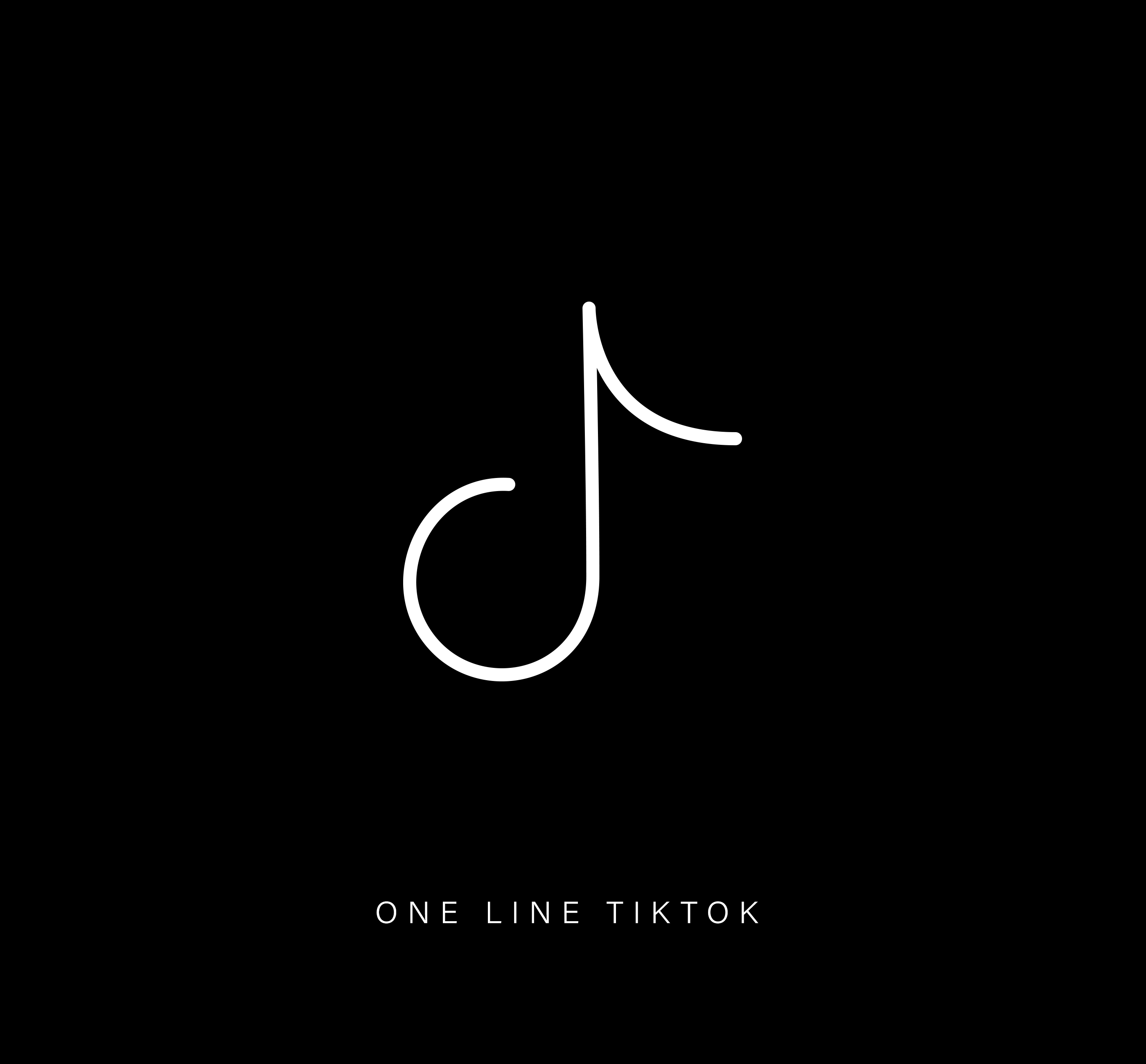 One line drawing of a famous TikTok logo on a black background.