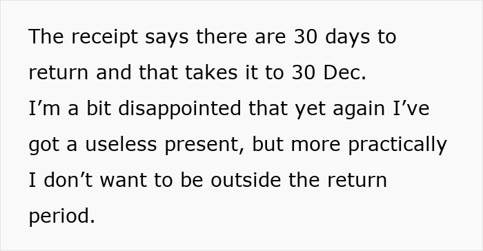 Wife Finds Husband's Christmas Gift, Feels Let Down: "Yet Again I’ve Got A Useless Present"
