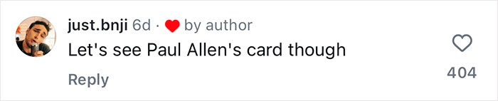 Comment discussing work rules in Japan with reference to Paul Allen's card.