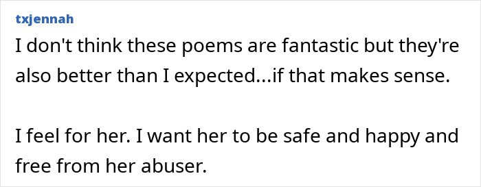 Comment on Megan Fox's poetry expressing concern and hope for safety, highlighting the poems' unexpected quality.